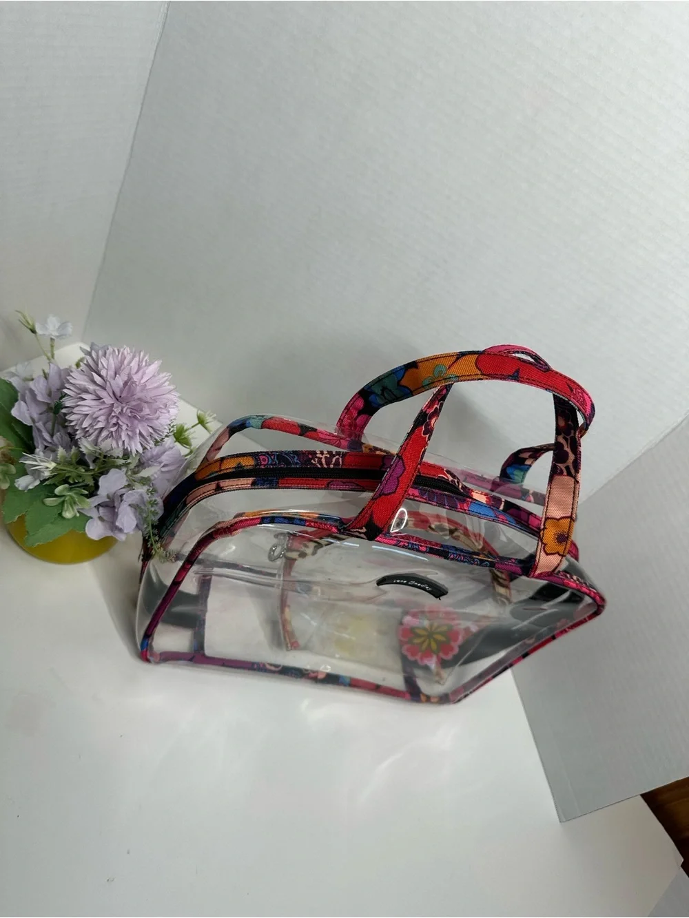 Vera Bradley Clear Travel Tote and Floral-Trim Cosmetic Pouch - Multi